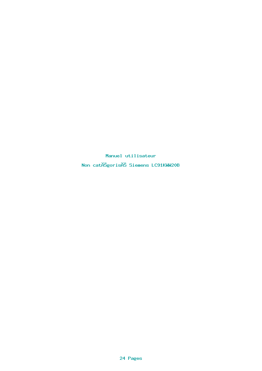 Page 1 de la notice Manuel utilisateur Siemens LC91KWW20B