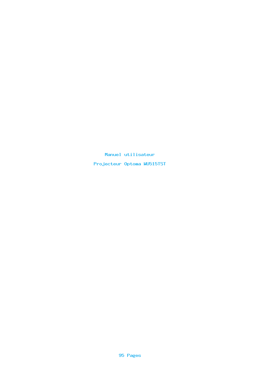 Page 1 de la notice Manuel utilisateur Optoma WU515TST