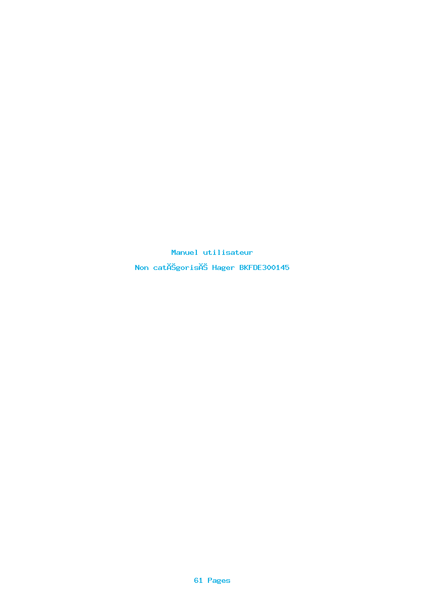 Page 1 de la notice Manuel utilisateur Hager BKFDE300145