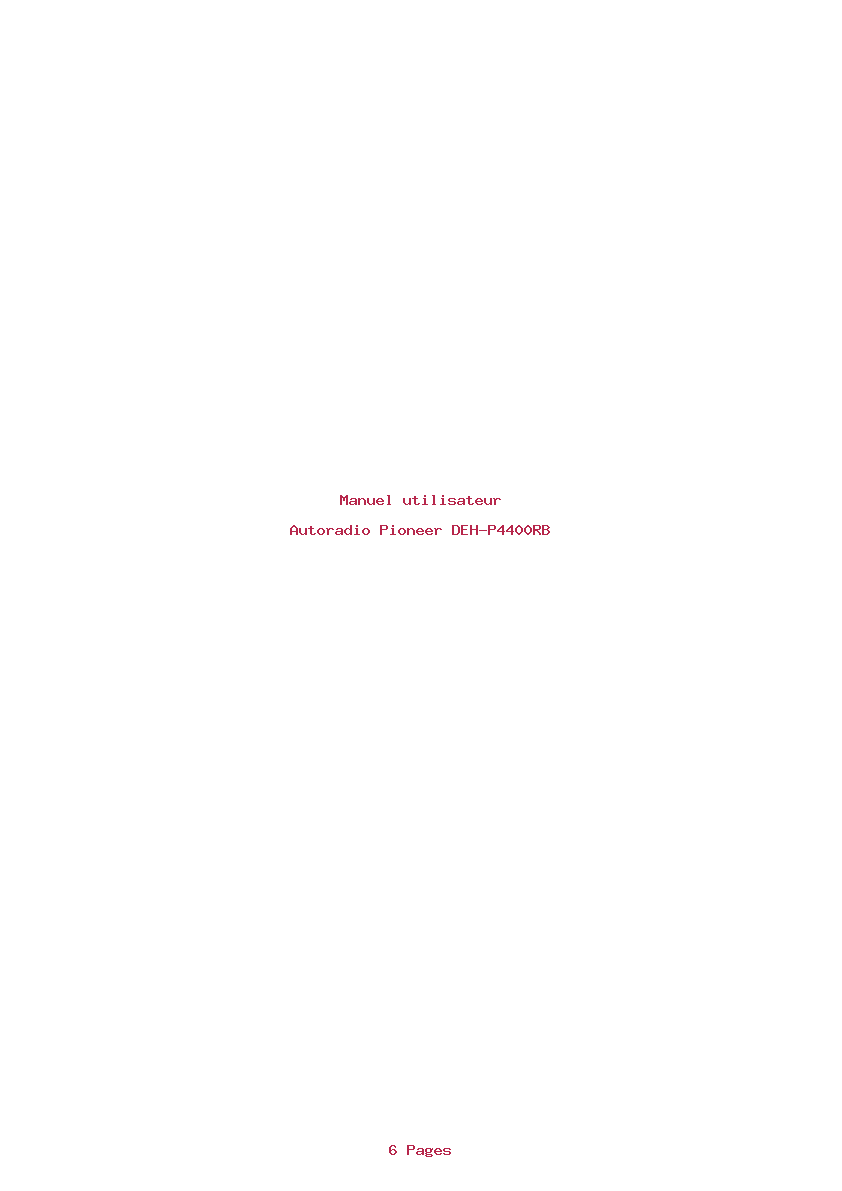 Page 1 de la notice Manuel utilisateur Pioneer DEH-P4400RB