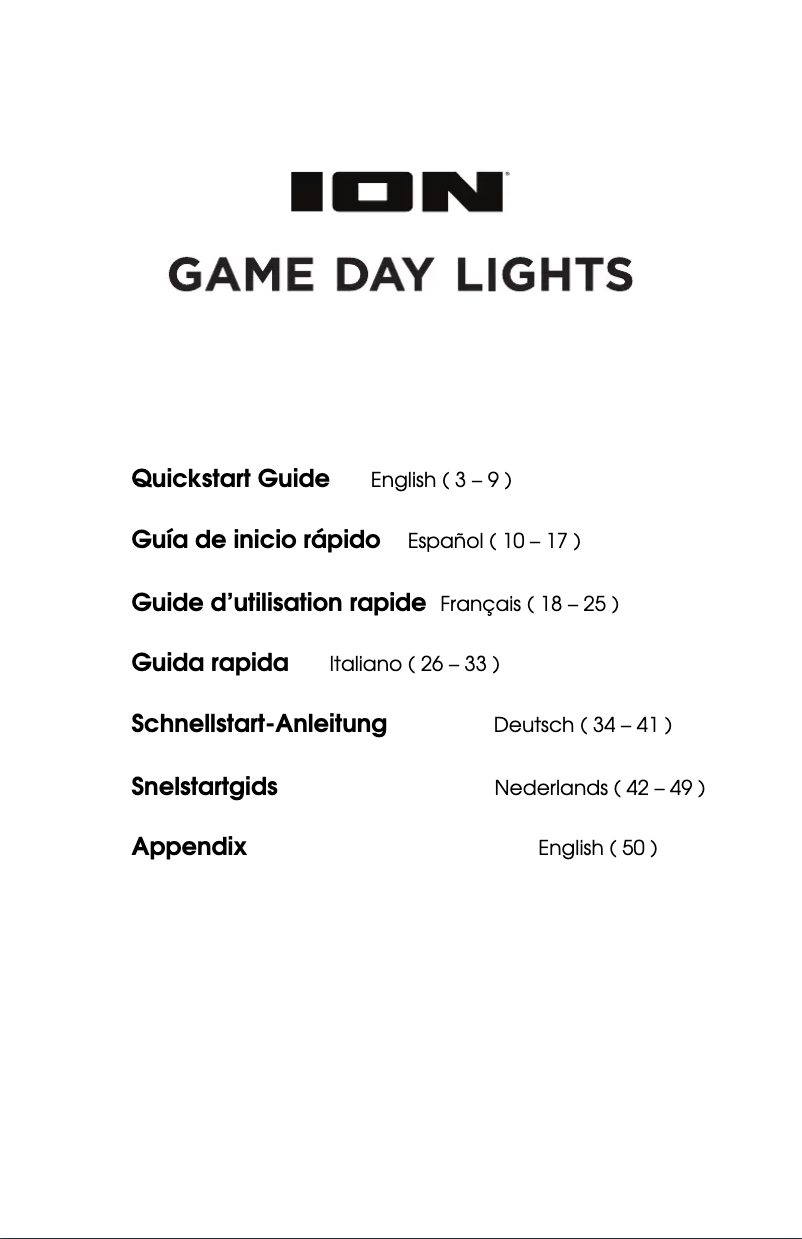Page 1 de la notice Guide de démarrage rapide ION Game Day Lights
