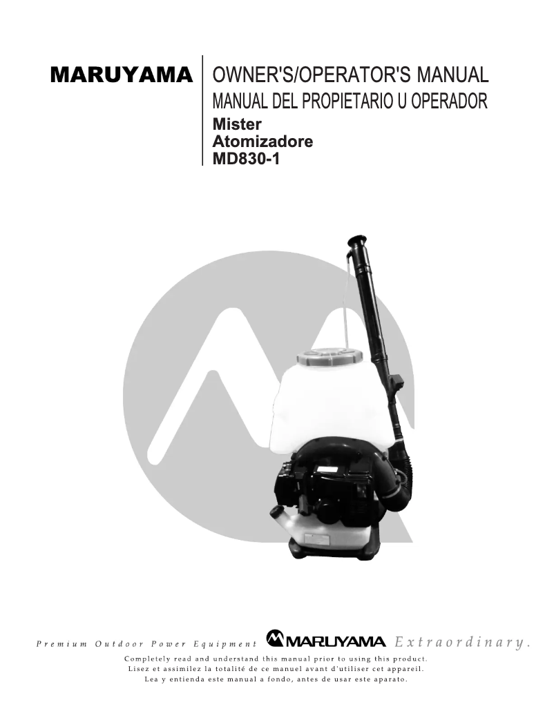 Page 1 de la notice Manuel utilisateur Maruyama MD830-1
