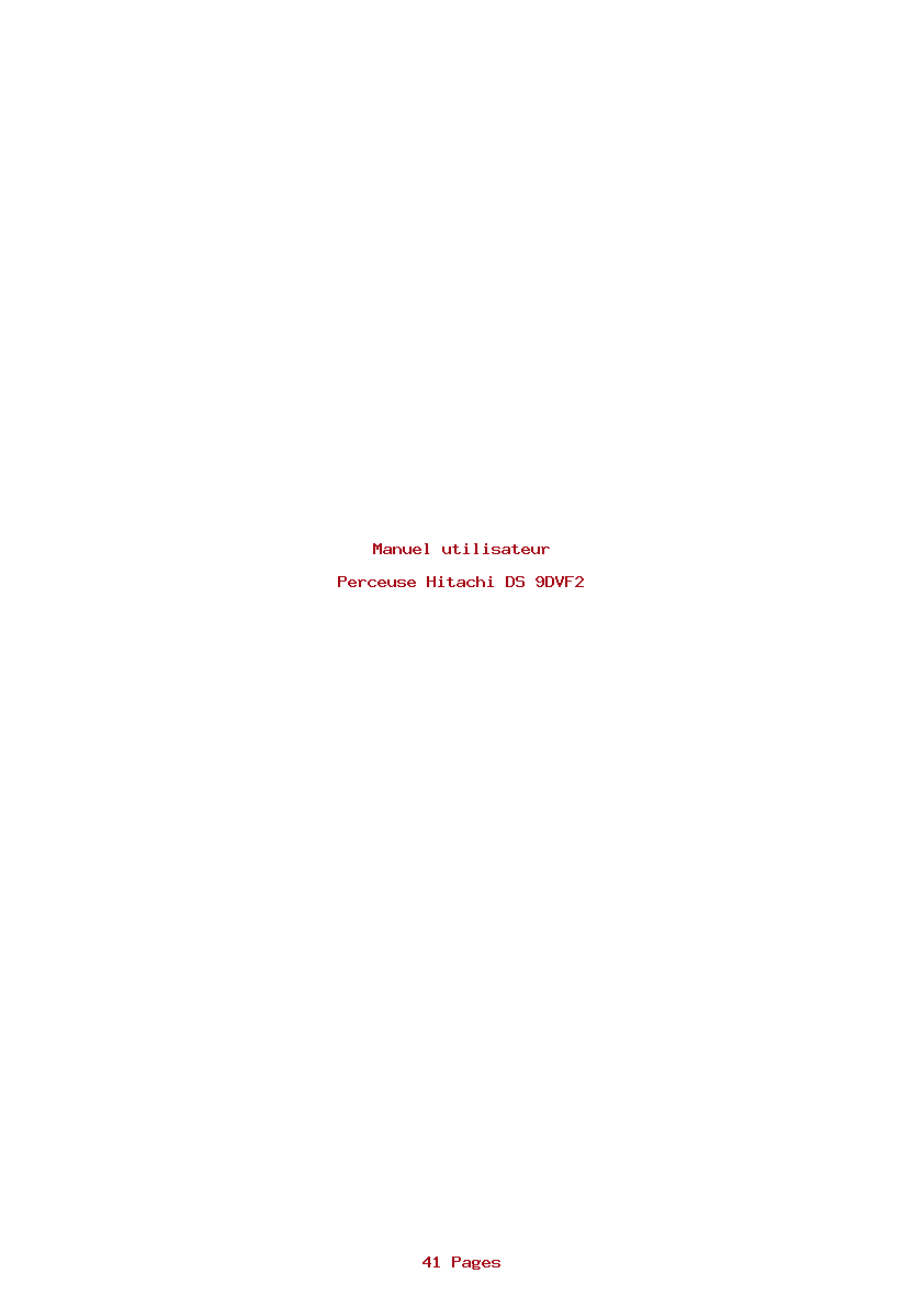Page 1 de la notice Manuel utilisateur Hitachi DS 9DVF2