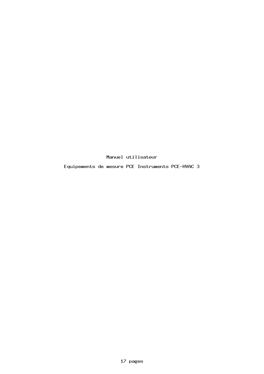 Page 1 de la notice Manuel utilisateur PCE Instruments PCE-HVAC 3