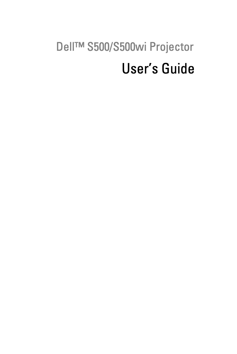 Page 1 of the manual User Manual Dell S500wi