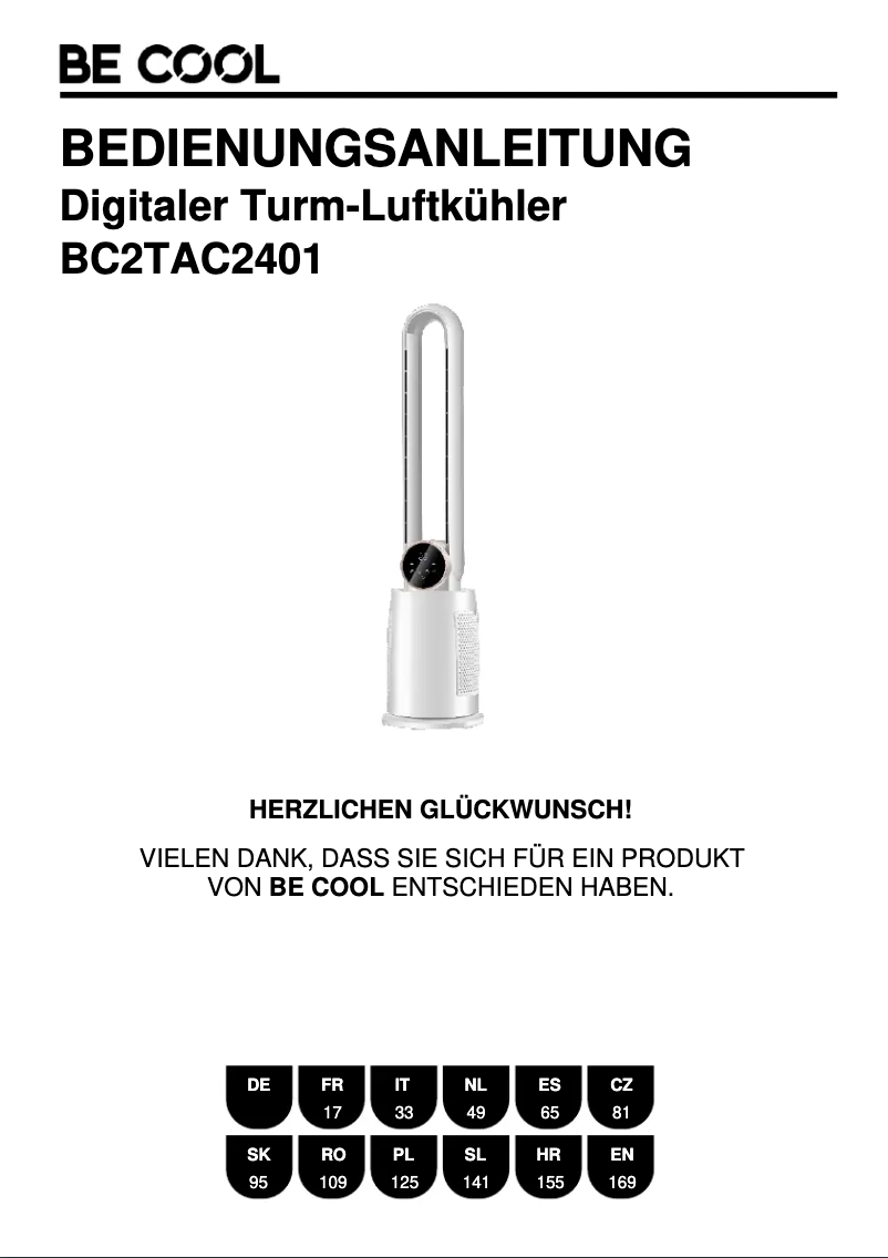 Page 1 de la notice Manuel utilisateur Be Cool BC2TAC2401