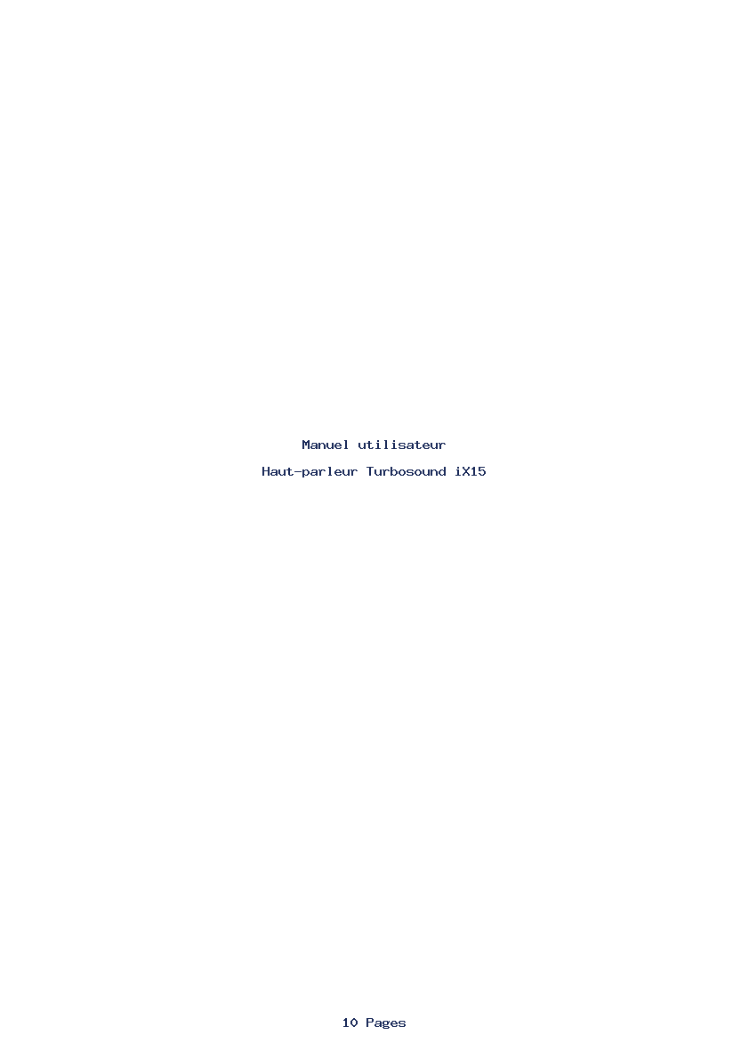 Page 1 de la notice Manuel utilisateur Turbosound iX15