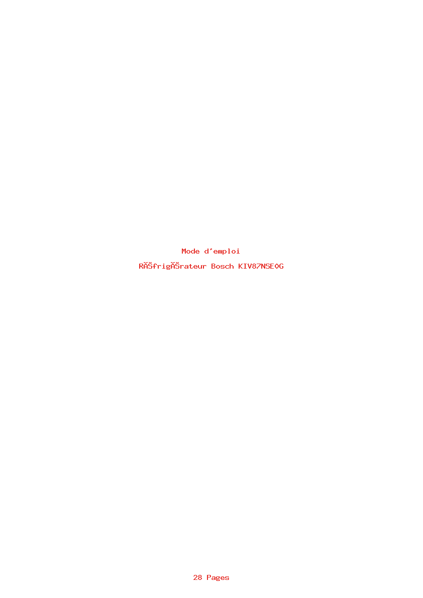 Page 1 de la notice Mode d'emploi Bosch KIV87NSE0G