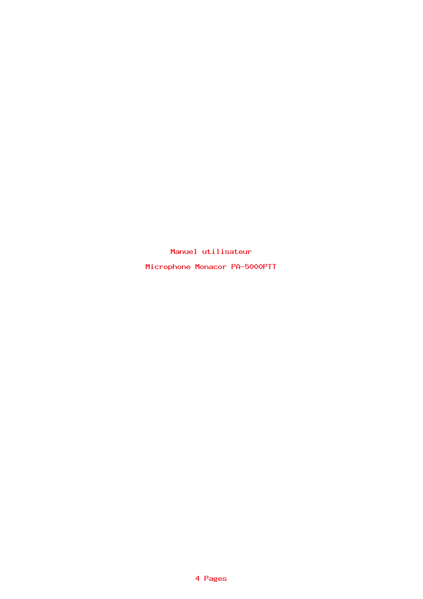 Page 1 de la notice Manuel utilisateur Monacor PA-5000PTT