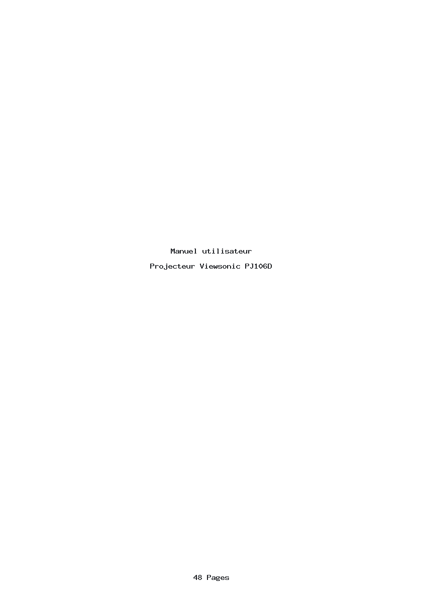 Page 1 de la notice Manuel utilisateur Viewsonic PJ106D