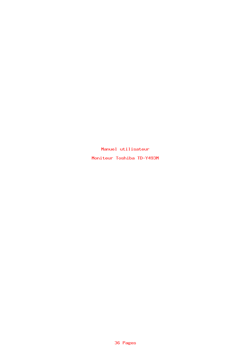 Page 1 de la notice Manuel utilisateur Toshiba TD-Y493M