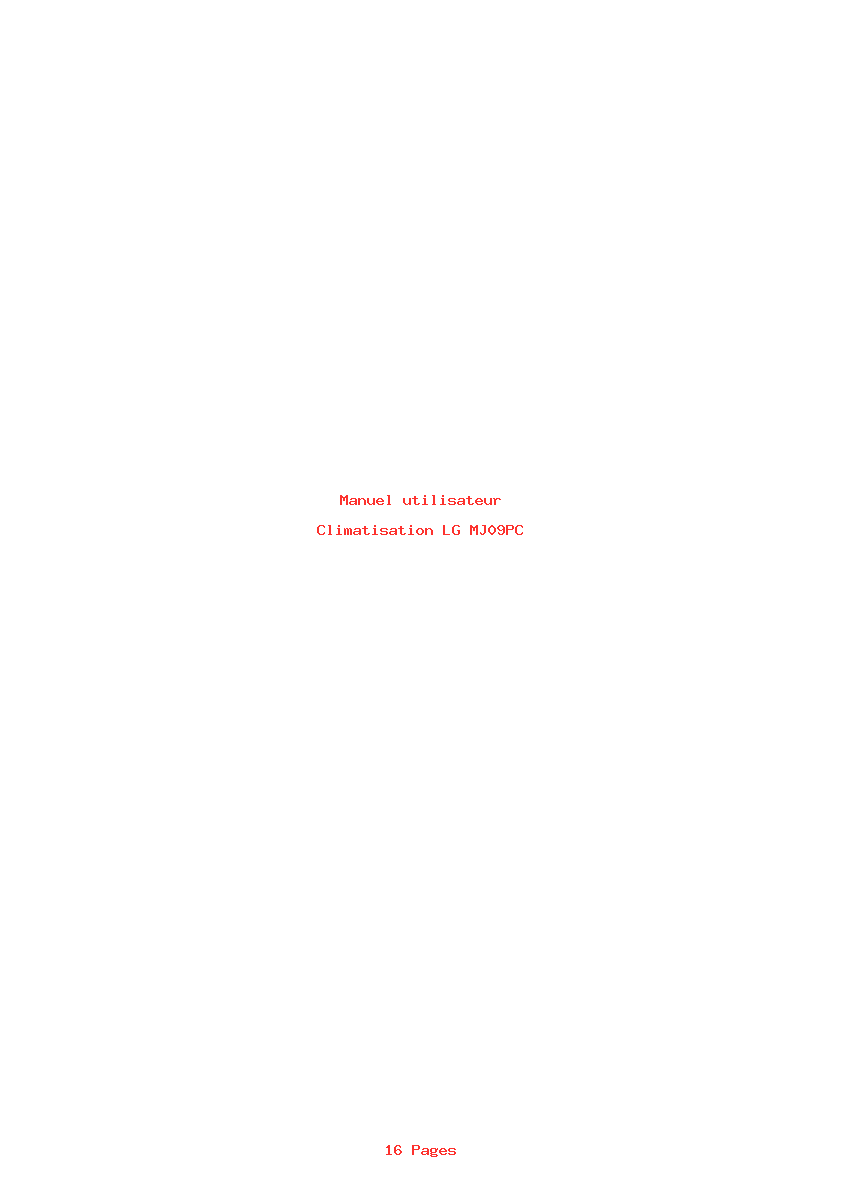Page 1 de la notice Manuel utilisateur LG MJ09PC