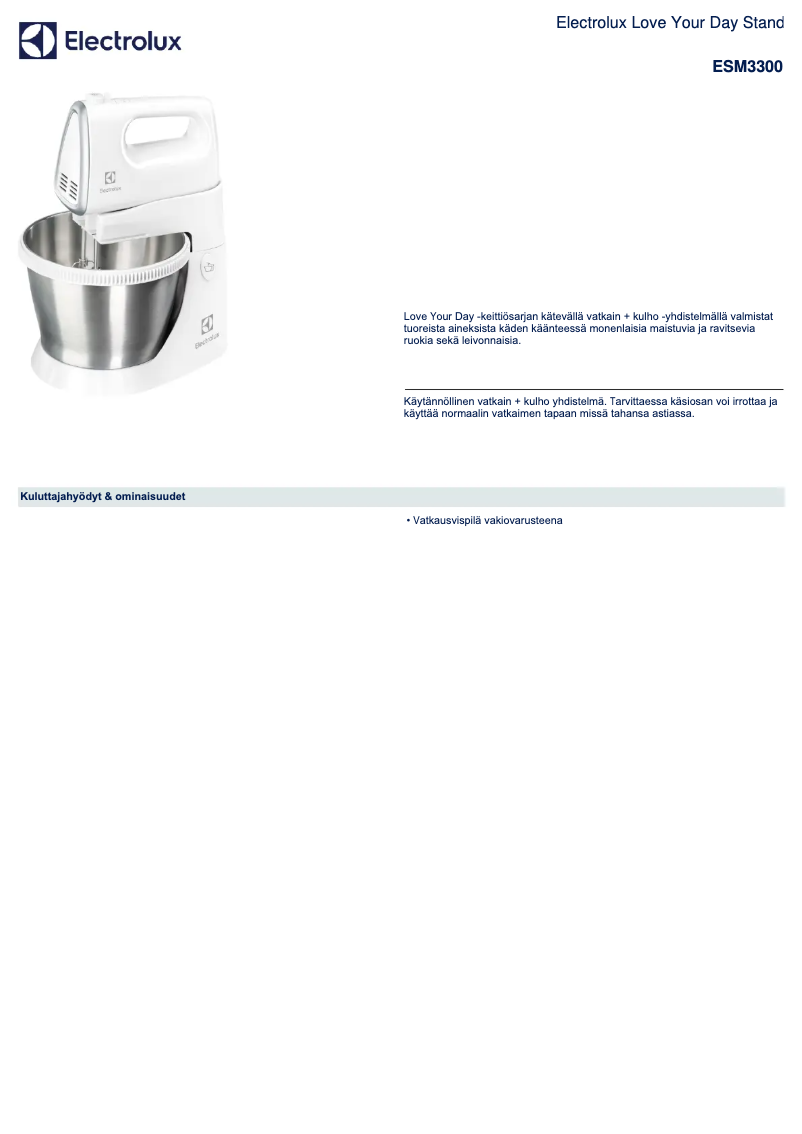 Page 1 of the manual Brochure Electrolux ESM3300