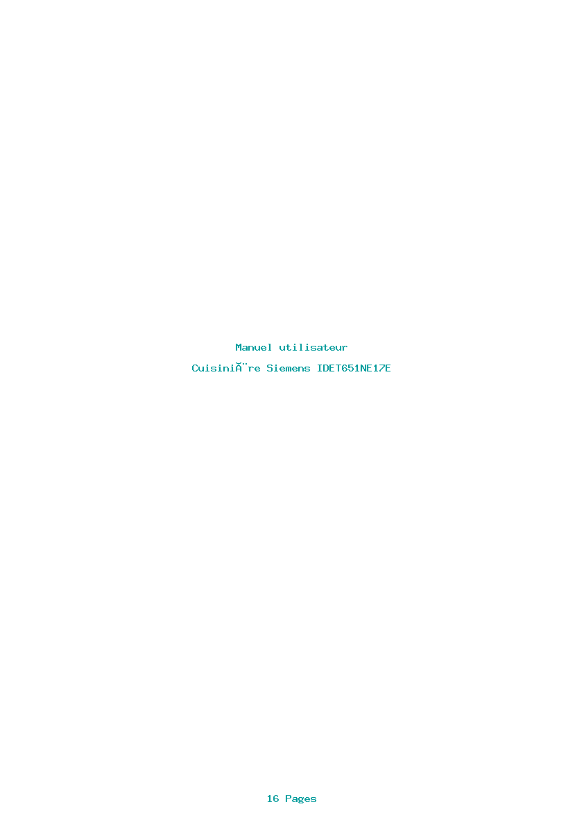 Page 1 de la notice Manuel utilisateur Siemens IDET651NE17E