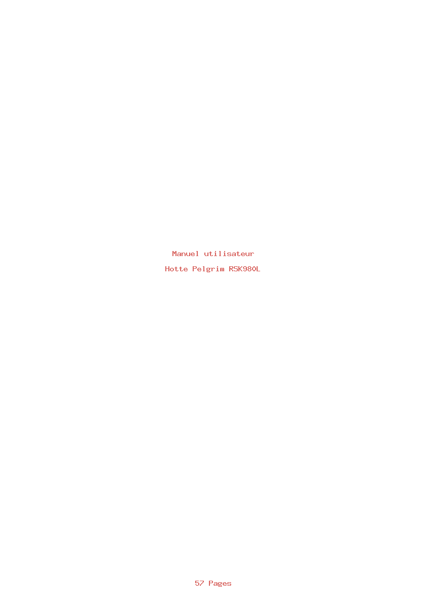 Page 1 de la notice Manuel utilisateur Pelgrim RSK980L