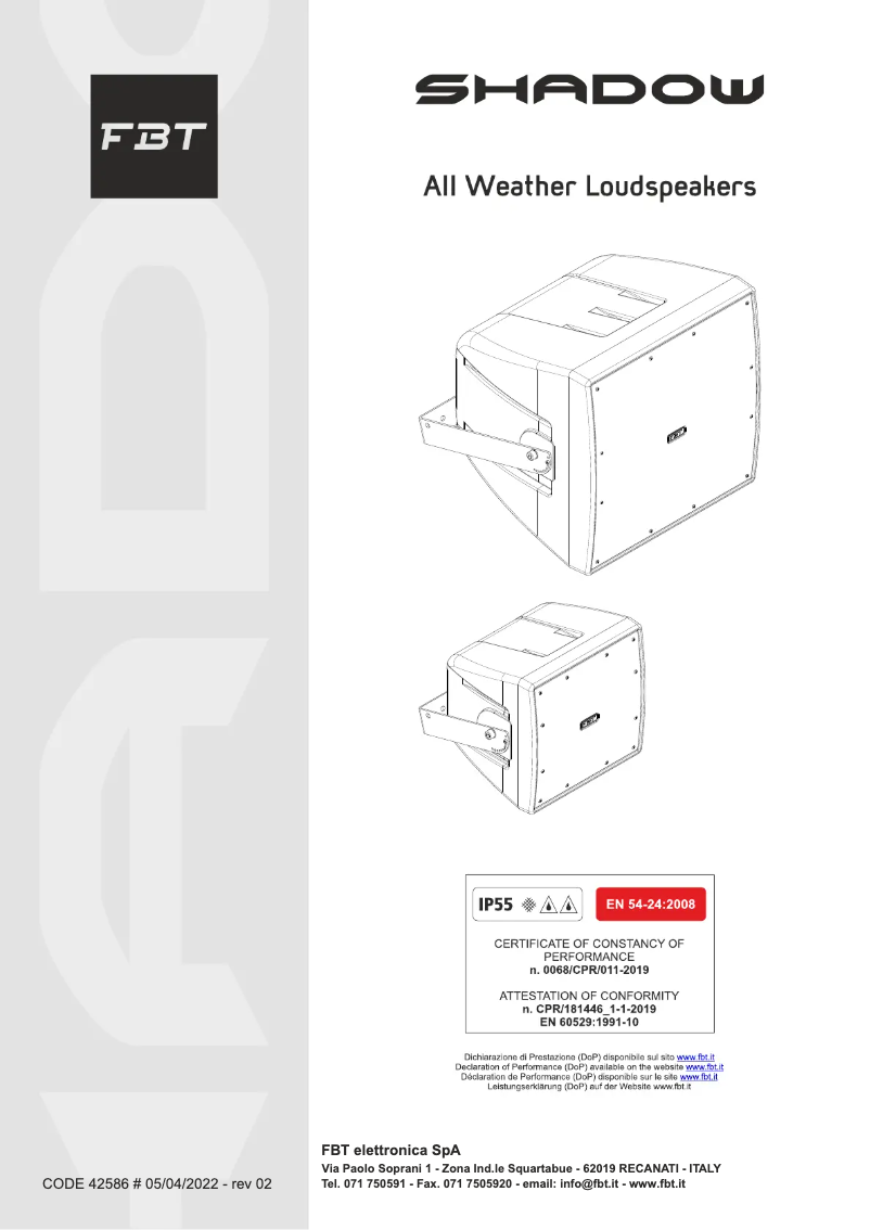 Página 1 del manual Manual de usuario FBT SHADOW 112HCT