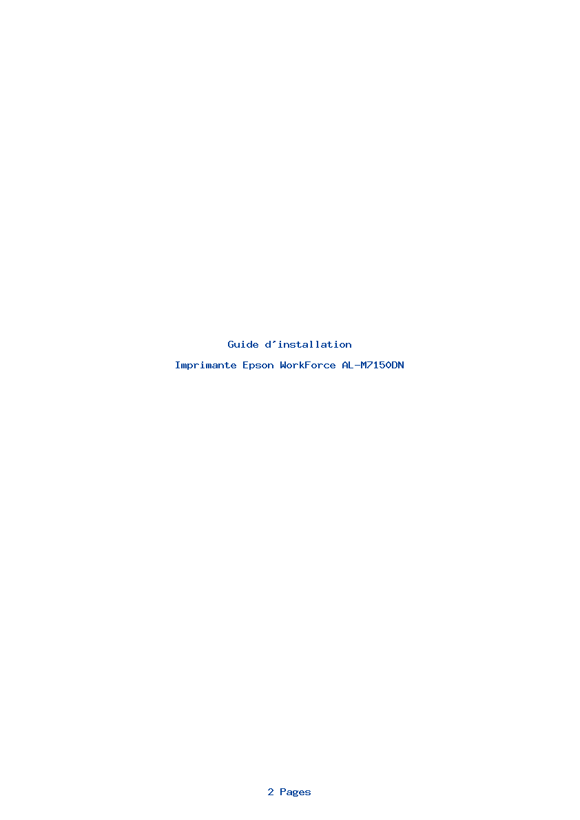Page 1 de la notice Guide d'installation Epson WorkForce AL-M7150DN