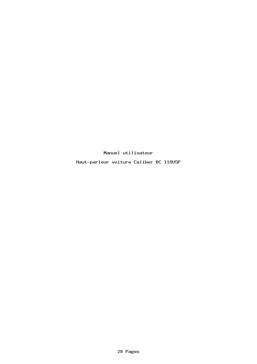 Page 1 de la notice Manuel utilisateur Caliber BC 118USP