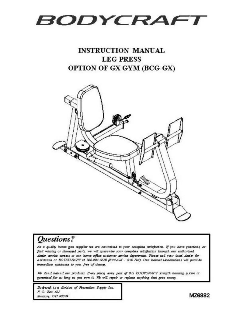 Page 1 de la notice Manuel utilisateur BodyCraft BCG-XG