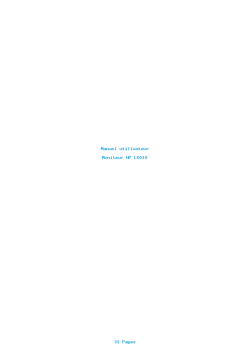 Page 1 de la notice Manuel utilisateur HP L6010