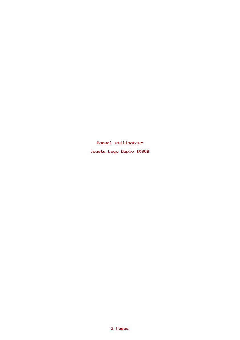 Page 1 de la notice Manuel utilisateur Lego Duplo 10966