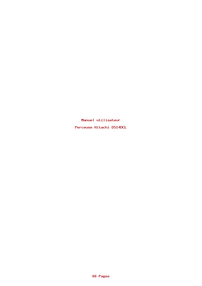Page 1 de la notice Manuel utilisateur Hitachi DS14DCL