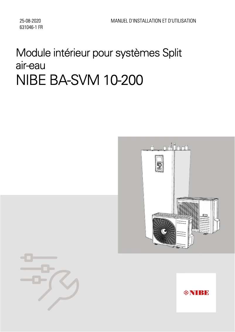 Page 1 de la notice Guide d'installation Nibe BA-SVM 10-200