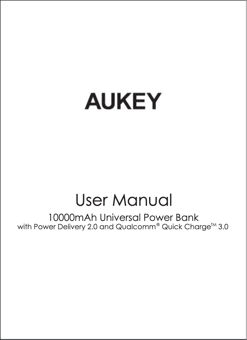 Page 1 de la notice Manuel utilisateur Aukey PB-Y22