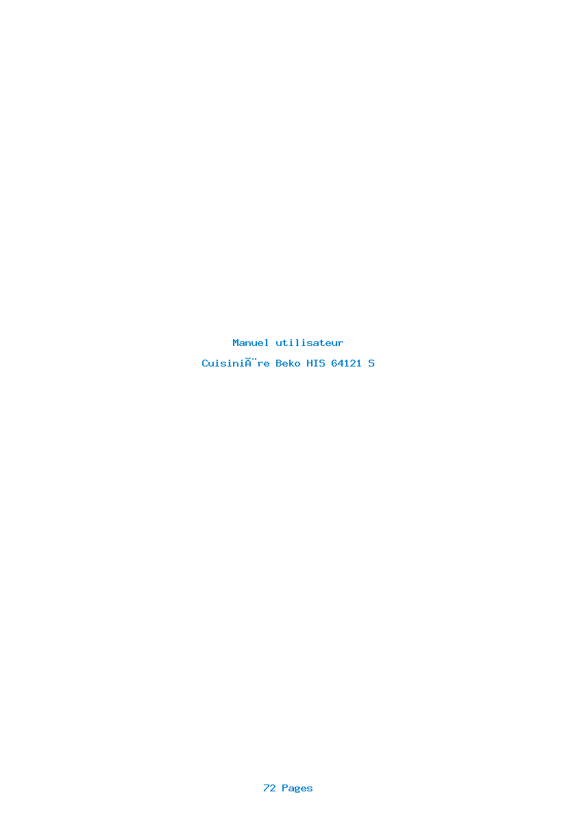 Page 1 de la notice Manuel utilisateur Beko HIS 64121 S