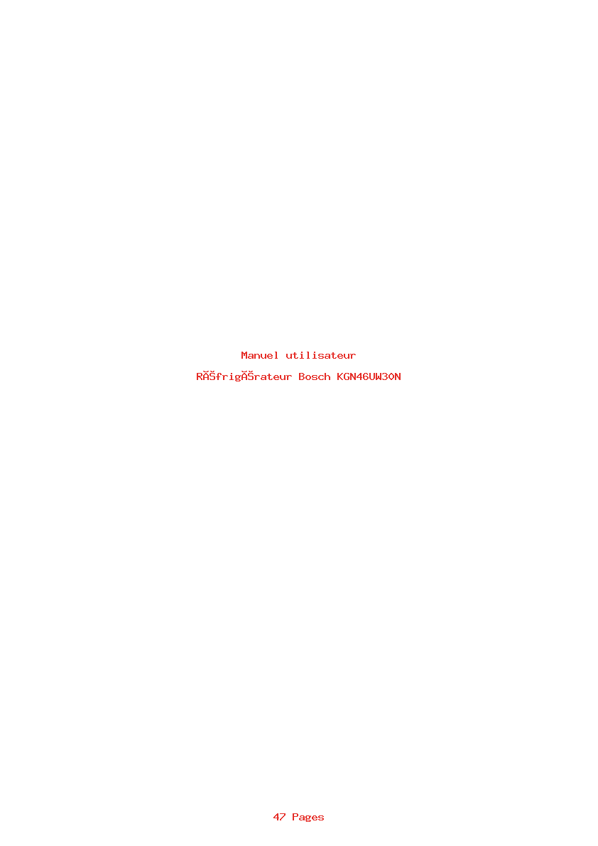 Page 1 de la notice Manuel utilisateur Bosch KGN46UW30N