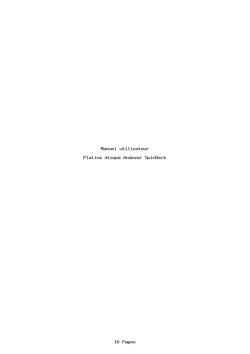 Page 1 de la notice Manuel utilisateur Andover SpinDeck