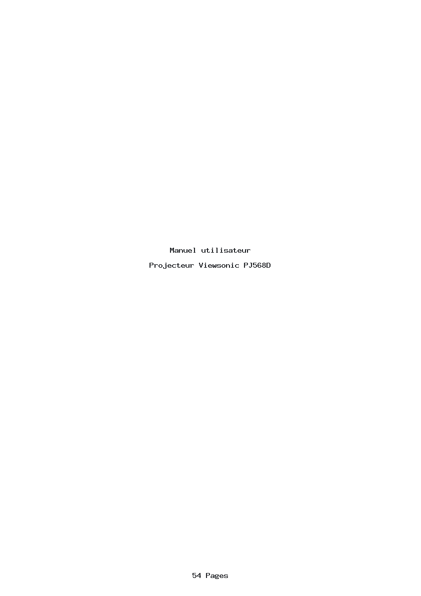 Page 1 de la notice Manuel utilisateur Viewsonic PJ568D