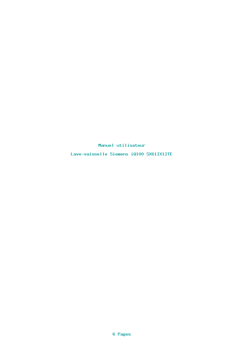 Page 1 de la notice Manuel utilisateur Siemens iQ100 SX61IX12TE