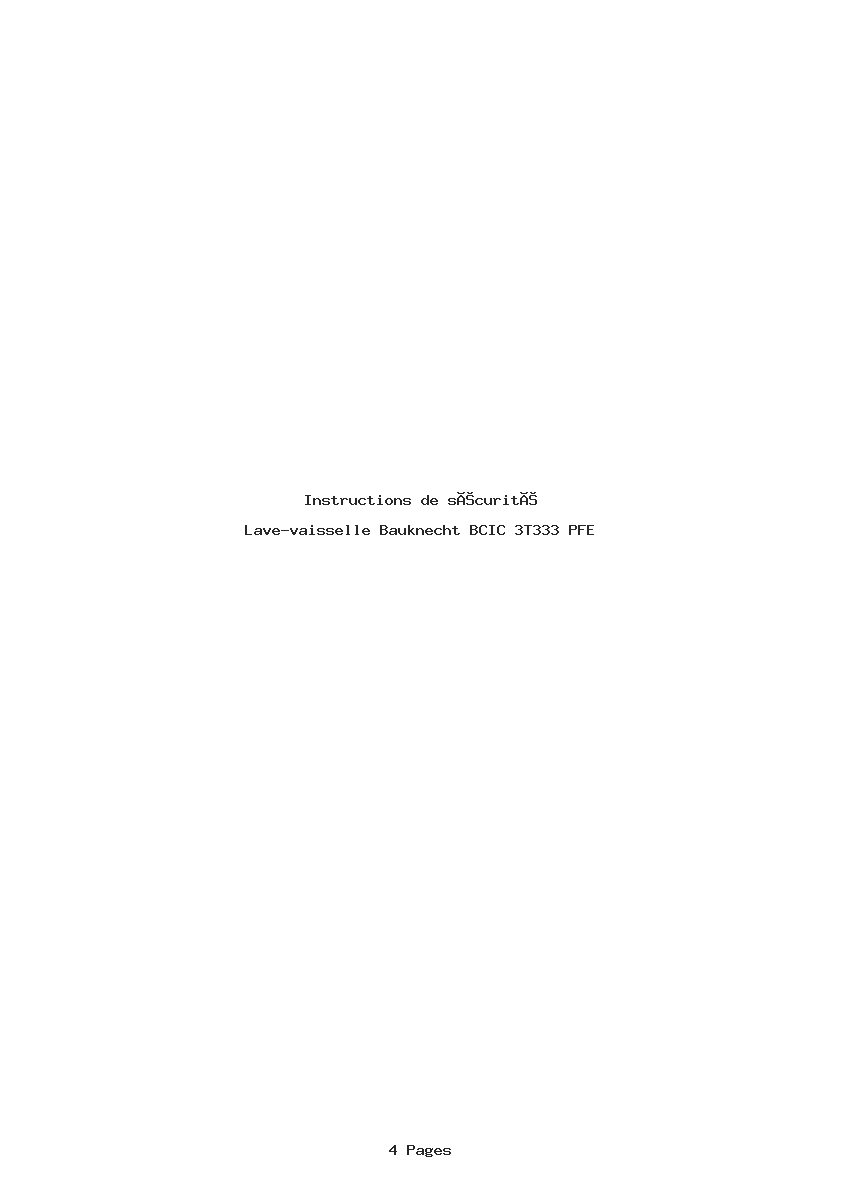 Image de la première page du manuel de l'appareil BCIC 3T333 PFE