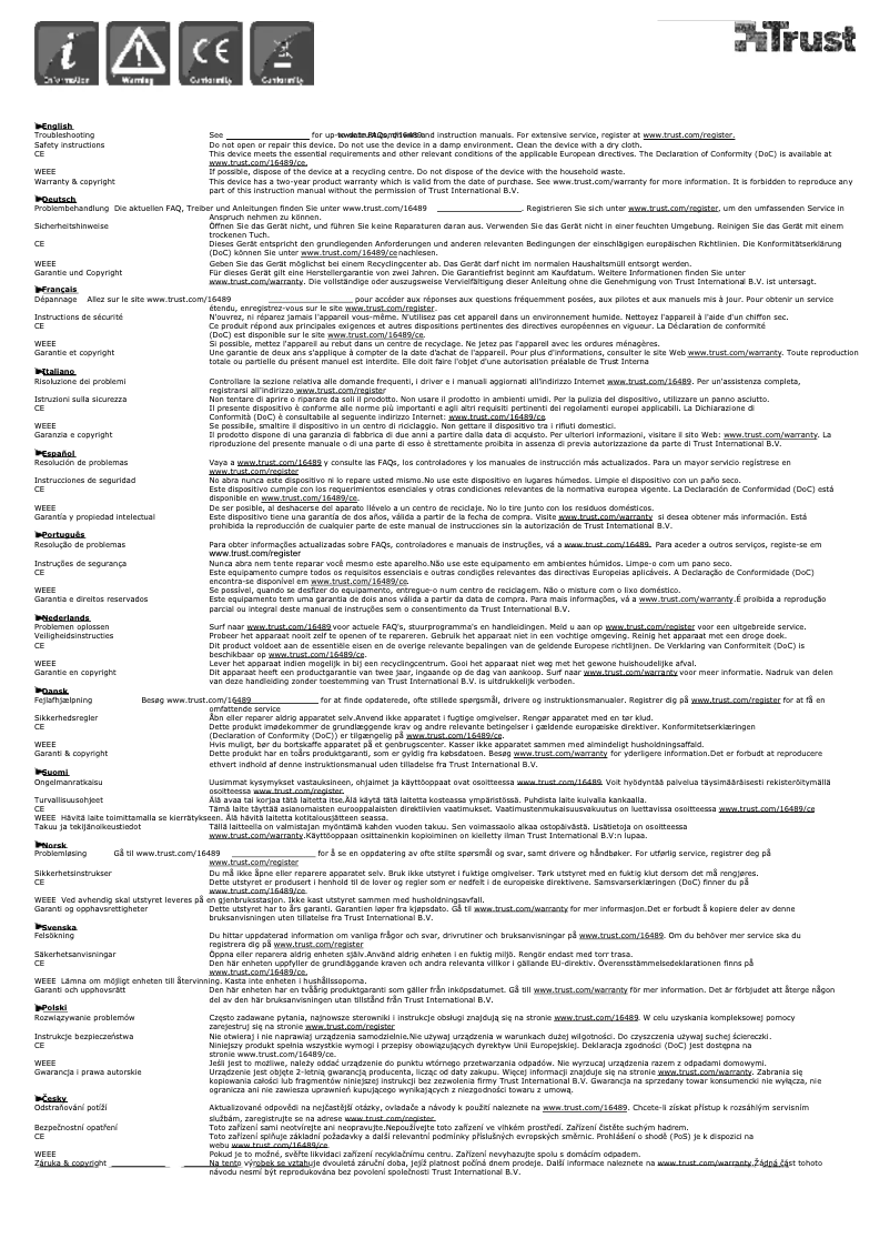 Page 1 de la notice Manuel utilisateur Trust Evano