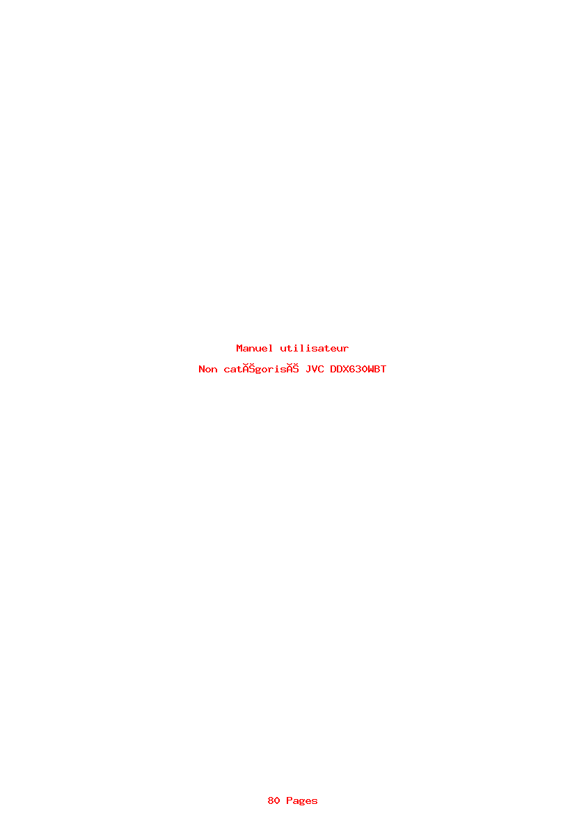 Page 1 de la notice Manuel utilisateur JVC DDX630WBT