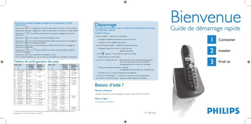 Página nº 1 - Guía de inicio rápido Philips CD1454B