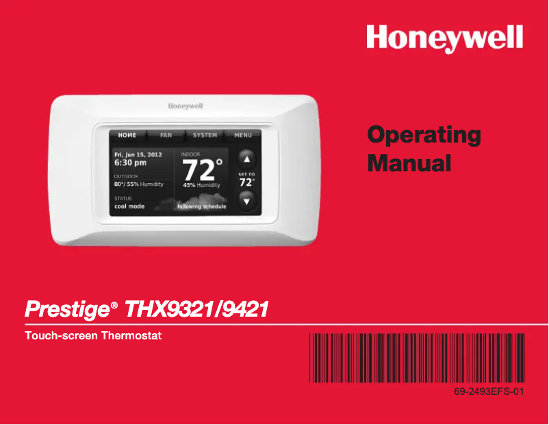 Page 1 de la notice Manuel utilisateur Honeywell Prestige THX9321