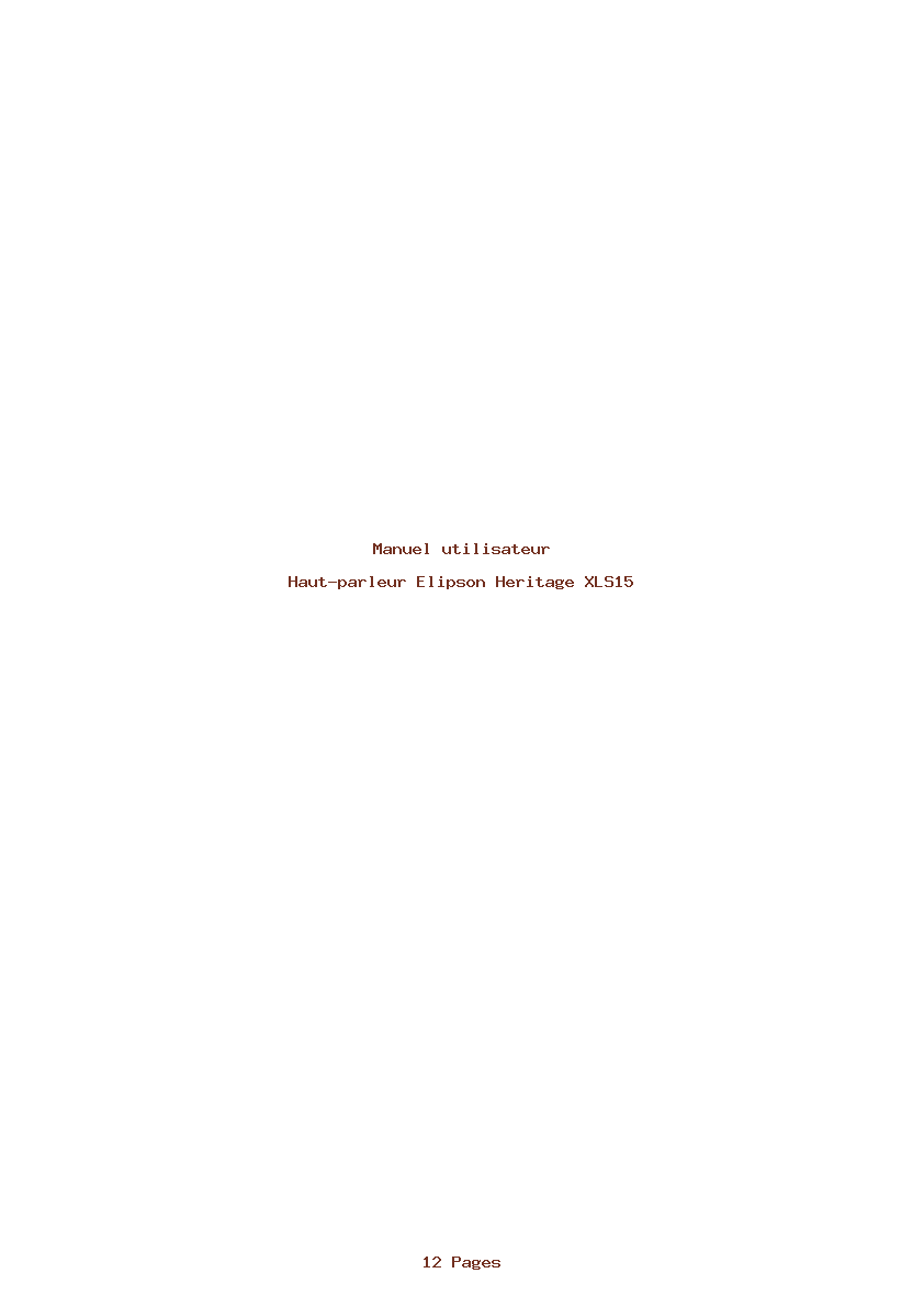 Page 1 de la notice Manuel utilisateur Elipson Heritage XLS15