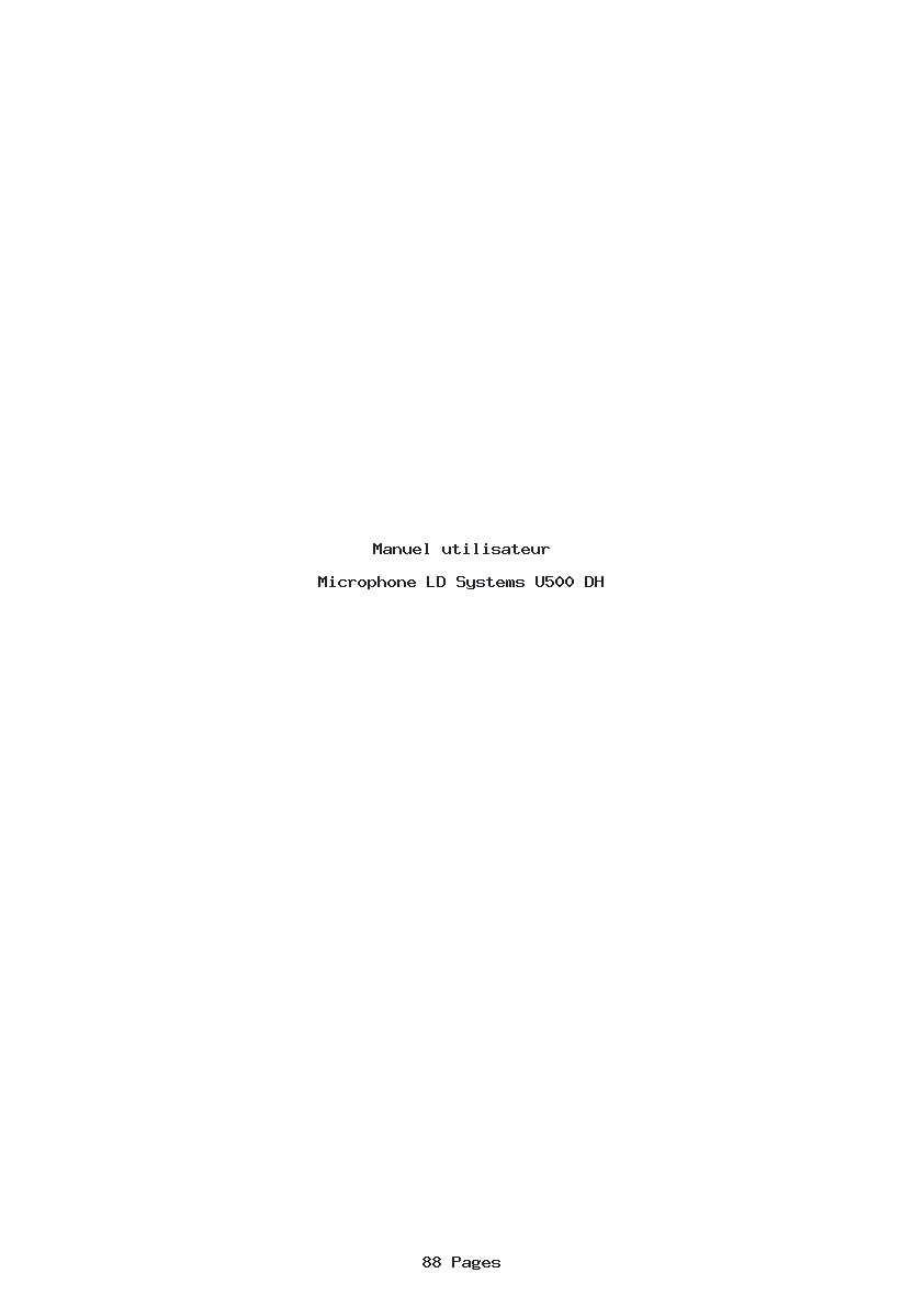 Page 1 de la notice Manuel utilisateur LD Systems U500 DH