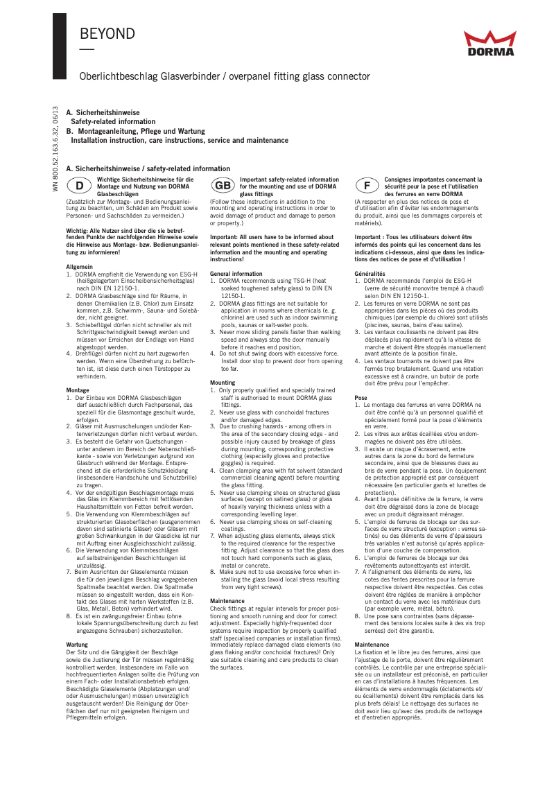 Page 1 de la notice Manuel utilisateur Dormakaba Beyond