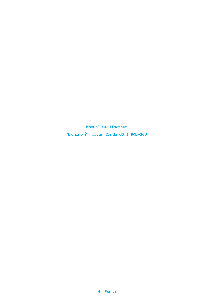 Page 1 de la notice Manuel utilisateur Candy GO 1460D-36S