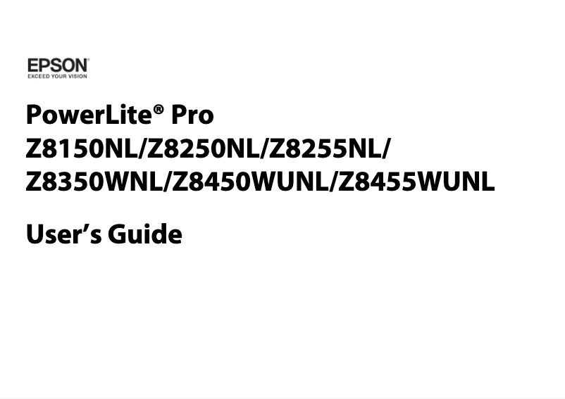 Page 1 of the manual User Manual Epson PowerLite Pro Z8455WUNL