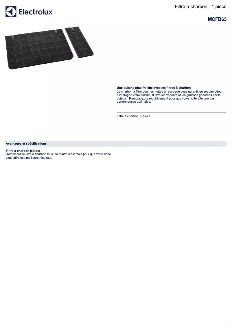 Página 1 del manual Ficha técnica AEG MCFB63