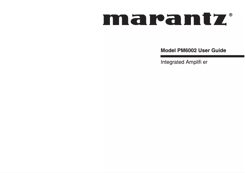 Page 1 de la notice Manuel utilisateur Marantz PM6002