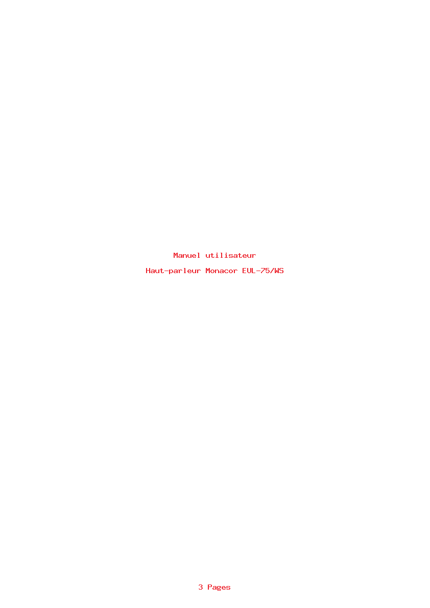 Page 1 de la notice Manuel utilisateur Monacor EUL-75/WS