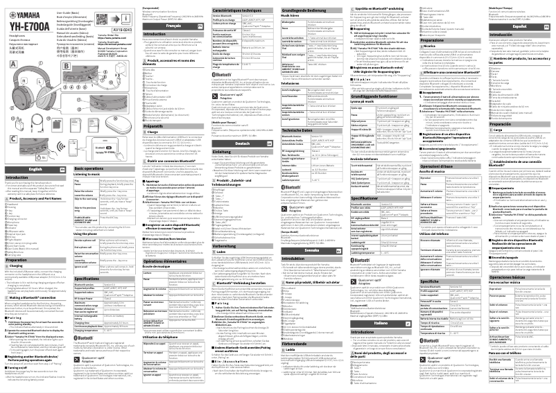 Page 1 de la notice Manuel utilisateur Yamaha YH-E700A