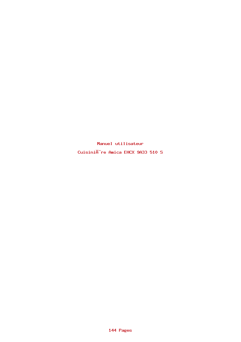 Page 1 de la notice Manuel utilisateur Amica EHCX 9A33 510 S