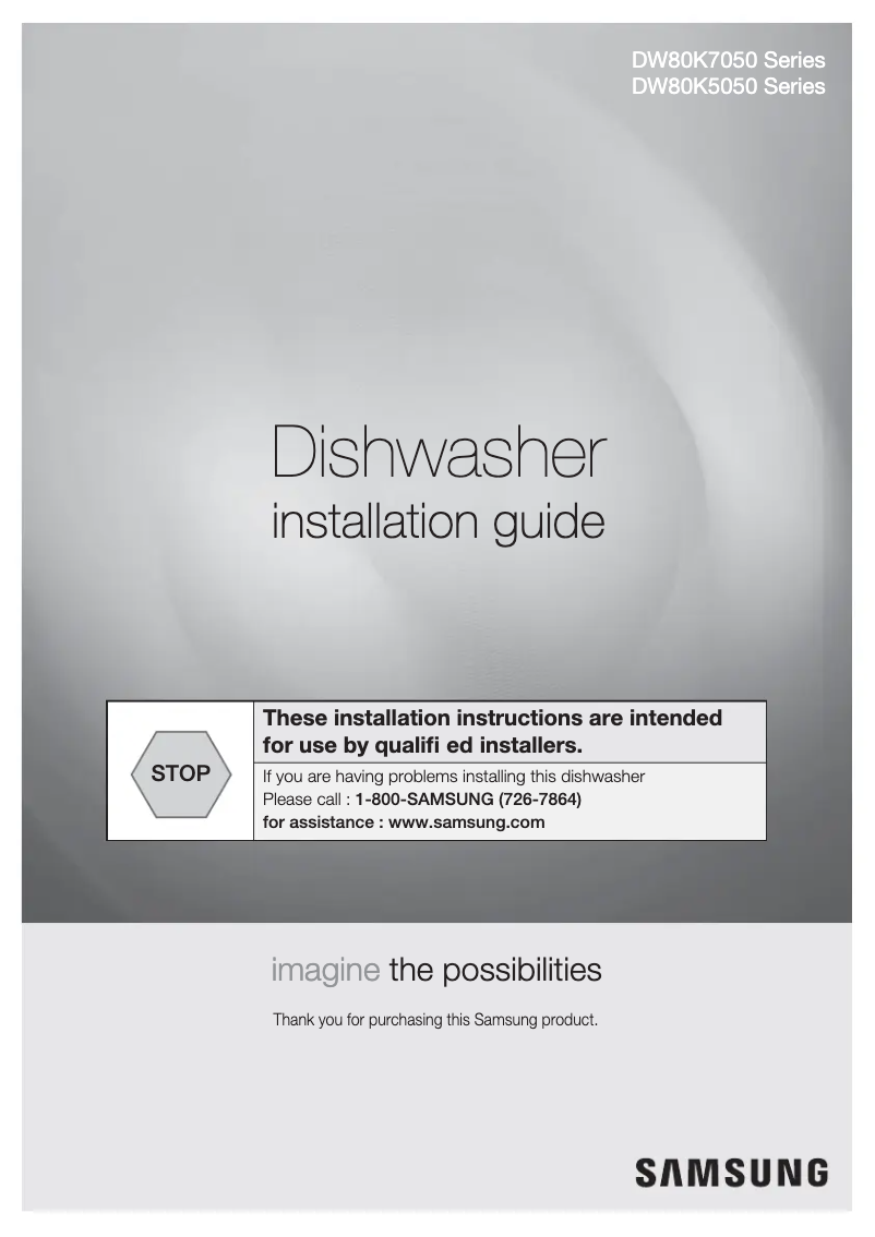 Página 1 del manual Guía de instalación Samsung DW80K7050US