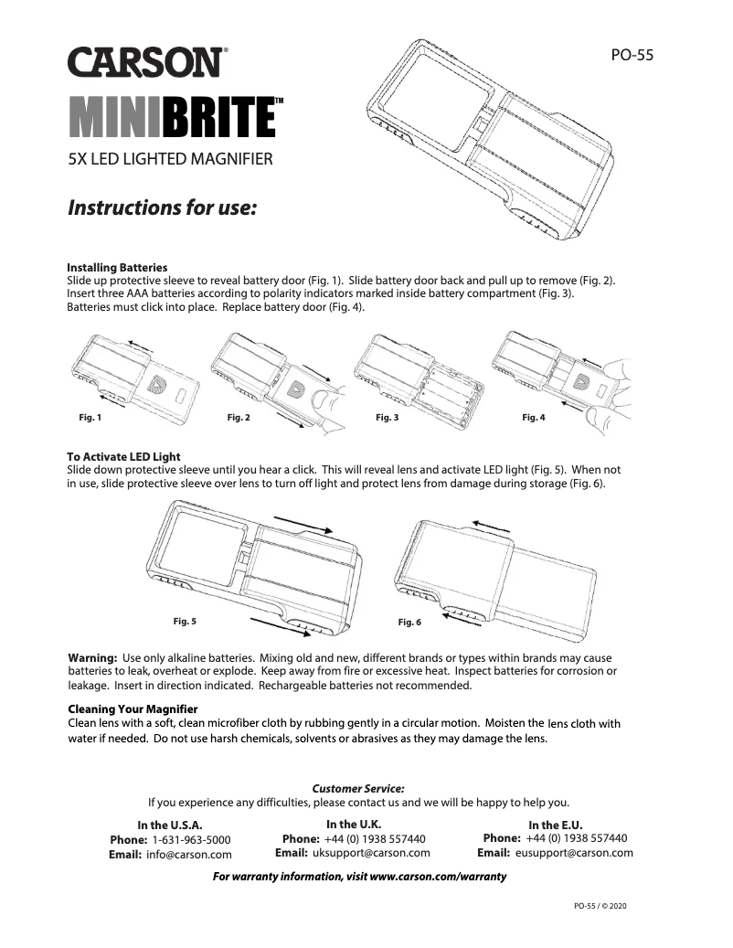 Page 1 de la notice Manuel utilisateur Carson MiniBrite PO-55